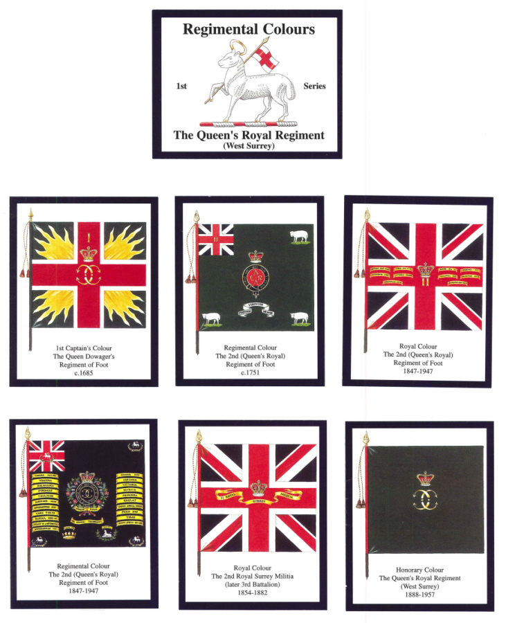 The Queens Royal Regiment (West Surrey) - 'Regimental Colours' Trade Card Set by David Hunter